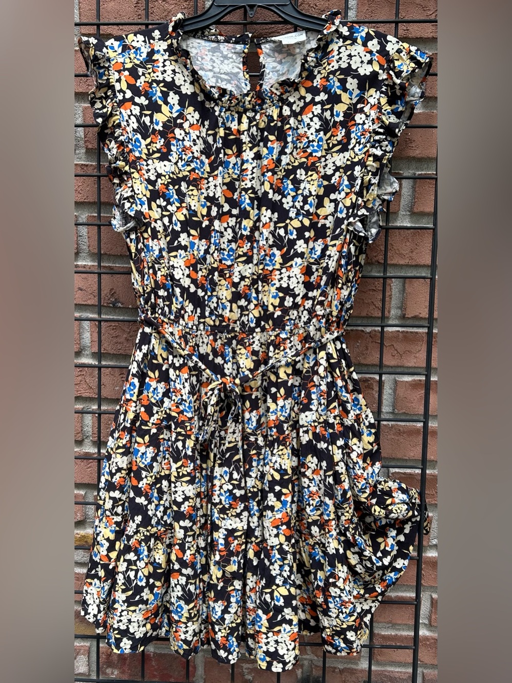 Floral Ruffle Tie-Waist Sundress - Black Multi